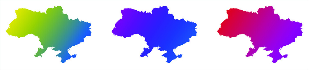 Fototapeta na wymiar Ukraine map gradient silhouette. Ukrainian country vector illustrations, various colors
