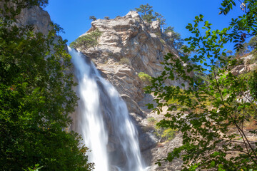 Obraz premium Uchan-su falls on the mountain Ah-Petri in the Crimea