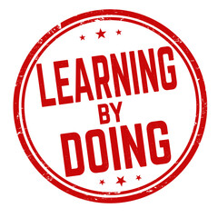 Learning by doing grunge rubber stamp