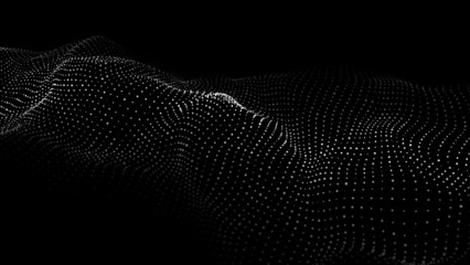 Abstract dark background with dynamic wave. The concept of technological background. Big data. Vector illustration.