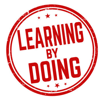 Learning by doing grunge rubber stamp