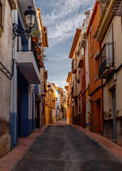 Old street in Relleu town. Located in the province of Alicante, Spain