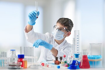 Little child chemistry with water for easy science experimental online class, new normal and...