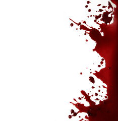 Bloody drops isolated on white background
