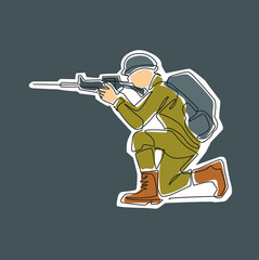squat position soldier ready to shoot