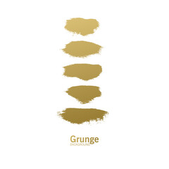 Set of Golden Paint Brush Strokes - Gold brush paint strokes, vector golden glitter texture