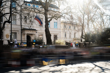 Protest against War in Ukraine in front of Russian Embassy in Notting Hill Gate, London, Notting...