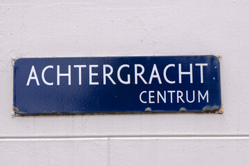 Close Up Street Sign Achtergracht Street At Amsterdam The Netherlands 8-2-2022