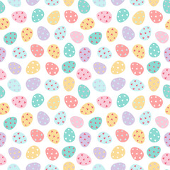 Easter eggs seamless pattern. Decorated Easter eggs on a white background. Design for textiles, packaging, wrappers, greeting cards, paper, printing