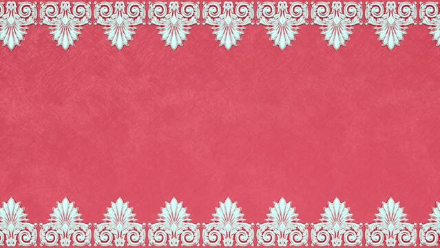 Decorative vintage antique floral baroque ornament, renaissance retro victorian elegant frame, royal damask background with border, red paper holiday pink winter template, beautiful greeting card