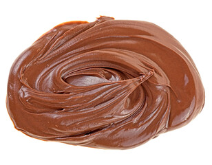 Chocolate spread isolated on a white background. Chocolate cream butter.