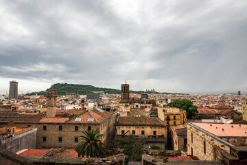 Fototapeta premium aerial view of the Gothic Quarter photographed from the terrace of the Barcelona Cathedral