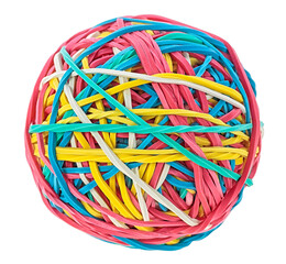 Colored rubber ball isolated on a white background. Colorful elastic ball.