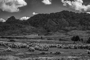 landscape with mountains and clouds
