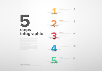 Five Color Vertical Steps Progress Page Layout