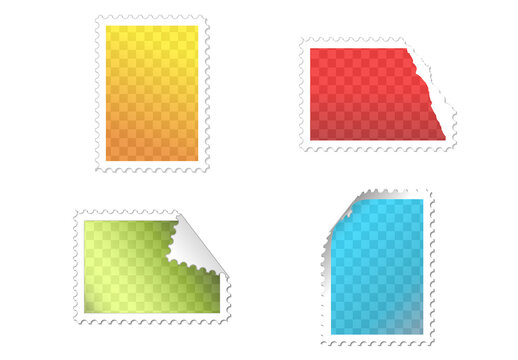 Four Postage Stamps Design Layout with Placeholders for Your Graphic