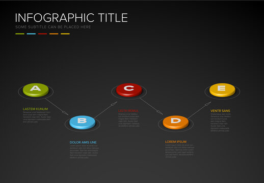 Minimalistic Dark Layout with Five Step Button Elements