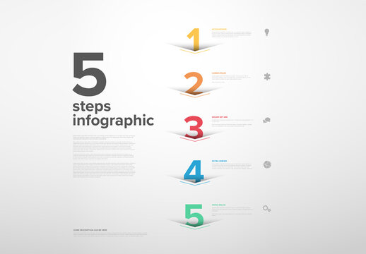 Five Color Vertical Steps Progress Page Layout