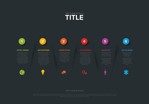 Abstract Dark Infographic Layout with Six Sections