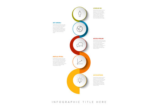 Five Vertical Steps Infographic Layout with Color Borders