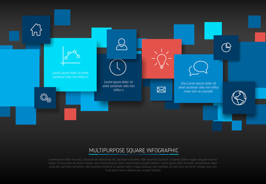 Vector Blue Squares Colorful Infographic Layout
