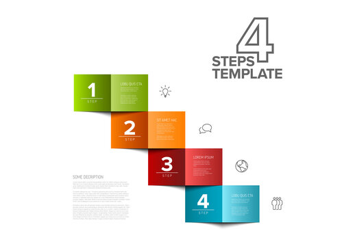 Four Simple Colorful Folded Paper Steps Process Infographic Layout
