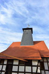 Fototapeta na wymiar historical Salt mine tower in Bad Kosen, Germany