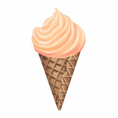 ice cream cone with orange cream on a white background 