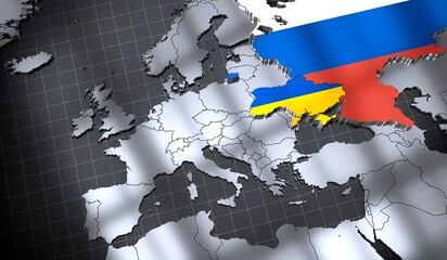 Russia And Ukraine Map Illustration