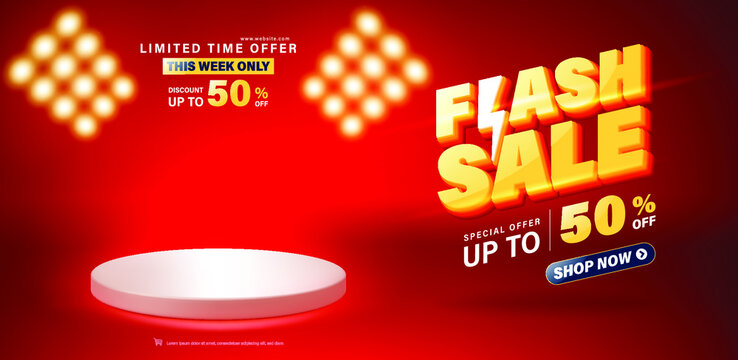 Flash sale banner template design for web or social media.