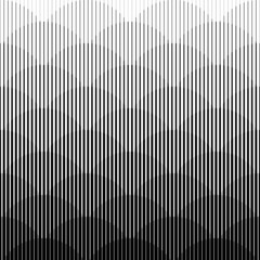 Horizontal line pattern. From thin line to thick. Parallel stripe. Black streak on white background. Straight gradation stripes. Abstract geometric patern. Faded halftone dynamic backdrop. Vector