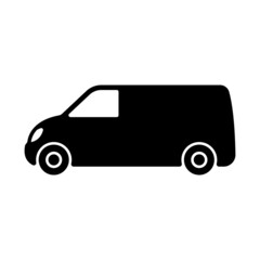 Van icon. Small cargo minivan. Black silhouette. Side view. Vector simple flat graphic illustration. Isolated object on a white background. Isolate.