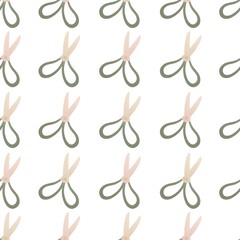cute garden spring pattern for kids - scissors on white background