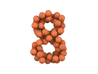Basketball Themed Font  Number 8
