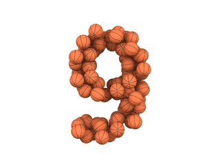 Obraz premium Basketball Themed Font Number 9