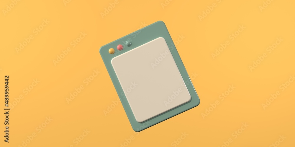 Poster interface of computer screen or page - 3d render illustration