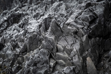 Basalt rock background. Western Iceland nature. Selective focus