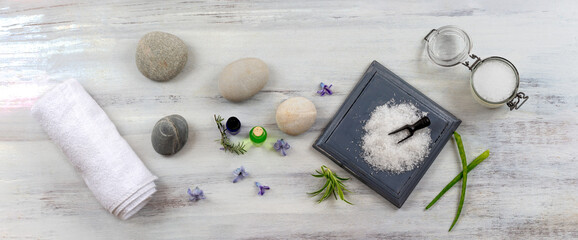Epsom Salt - SPA concept Health and Wellness Virtues - obrazy, fototapety, plakaty