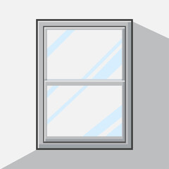 Illustration of grey window with flat design style and color