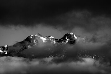 Mountain Peak in Clouds