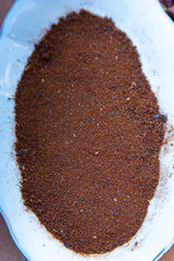 ground and roasted coffee in the traditional way