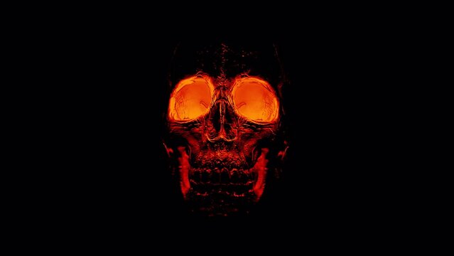 The concept of evil and hatred, horror and fear. Red skull without background alpha channel.