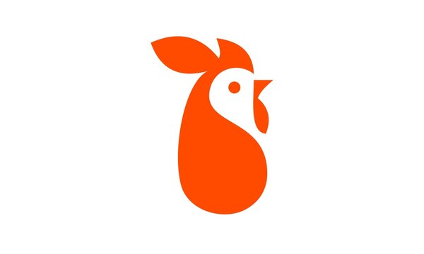 simple vector head chicken logo