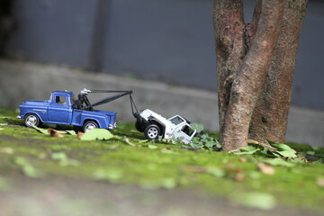 Tow truck , car die cast in a show