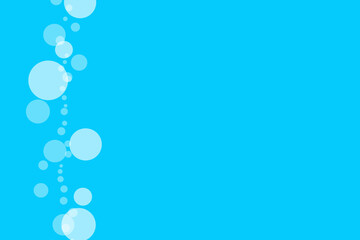 Horizontal light blue background with small and big white bubbles.