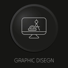 Graphic design minimal vector line icon on 3D button isolated on black background. Premium Vector.