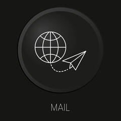 Mail minimal vector line icon on 3D button isolated on black background. Premium Vector.