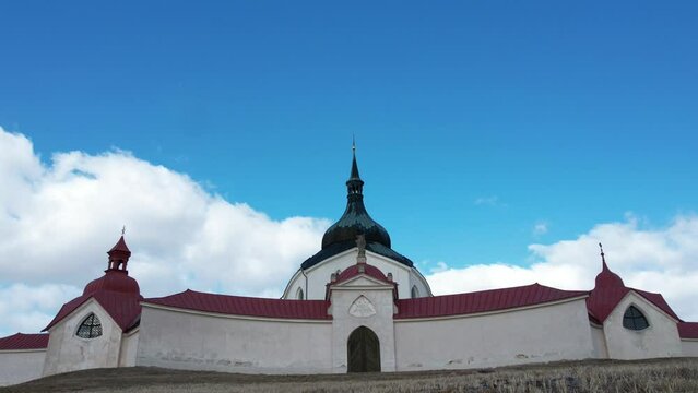 The Pilgrim Church of St. John of Nepomuk on Zelena Hora (Green Mountain) near Zdar nad Sazavou, Czech Republic, World Heritage Site by UNESCO, panorama view