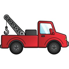 Tow Truck Cartoon Clipart Colored Illustration