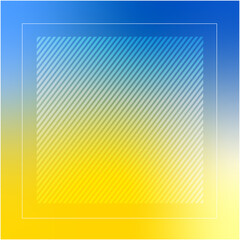Blue and yellow soft geometric striped gradient background with frame. Abstract Flag of Ukraine